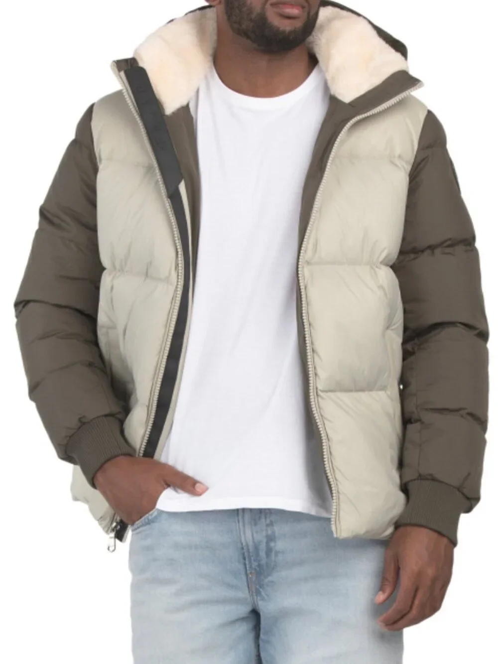 PAJAR Mixed Media Faux Shearling Puffer With Removable Hood